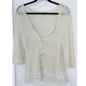J Jill Sweaters | Boho Crochet Cardigan